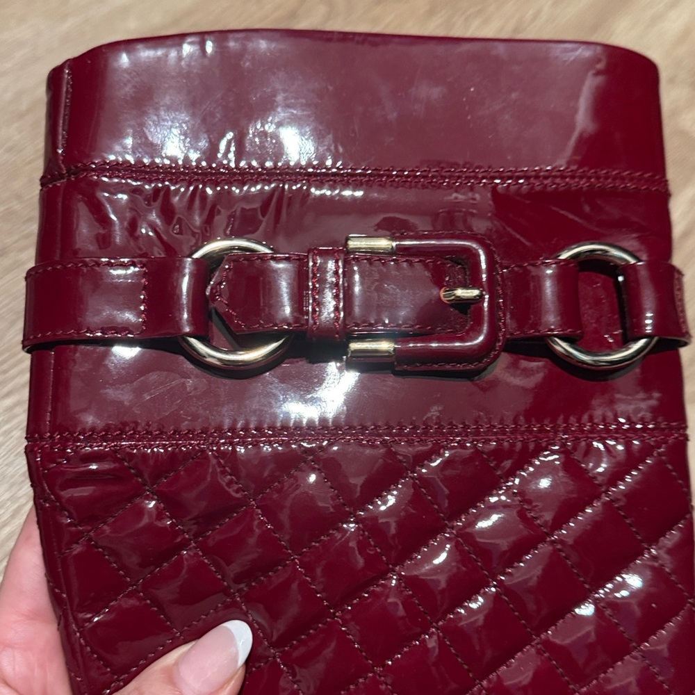 Burberry Burgundy Quilted Heeled Boots - Picture 9 of 14